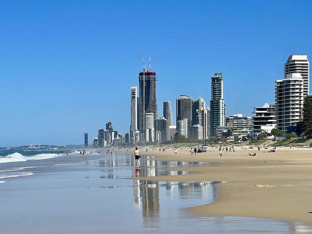 Surfers Paradise skyline across the beach